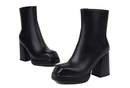 Retro Chunky Heel Platform Ankle Boots