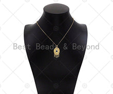 Load image into Gallery viewer, Gold Filled Cobalt CZ Micro Pave North Star On Oval Shape Pendant, 18K Gold Filled Medallion Charm, Necklace Bracelet Charm,16x26mm,Sku#L568