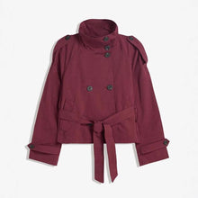Load image into Gallery viewer, Womens Buttoned Waist-Cinching Lace-Up Trench Coat