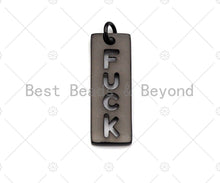 Load image into Gallery viewer, Hollow Out FUCK Bar Pendant, Gold/Rose Gold/Silver/Black Rectangle Cubic Zirconia Pendant, DIY Personality Jewelry Gift, 10x29mm, Sku#ML02