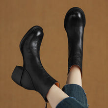 Load image into Gallery viewer, Women's Retro Pointed-Toe Ankle Boots | Chunky Heel Back Zipper Sheepskin