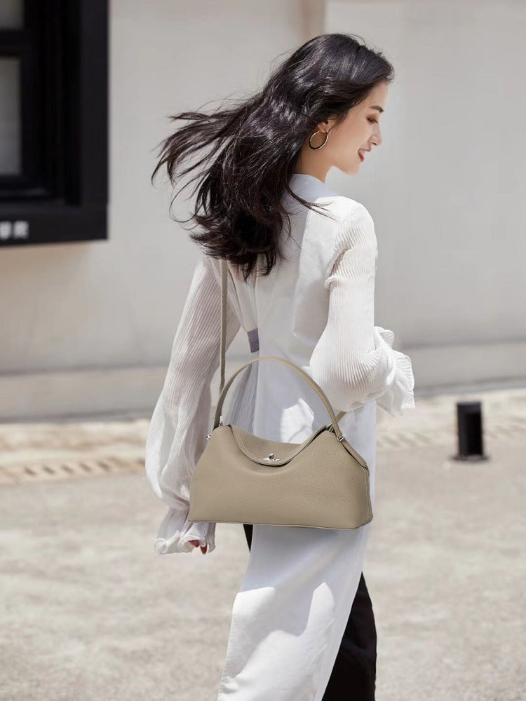Premium Full-Grain Leather Tote Bag for Women - Office & Work Handbag with Multiple Compartments