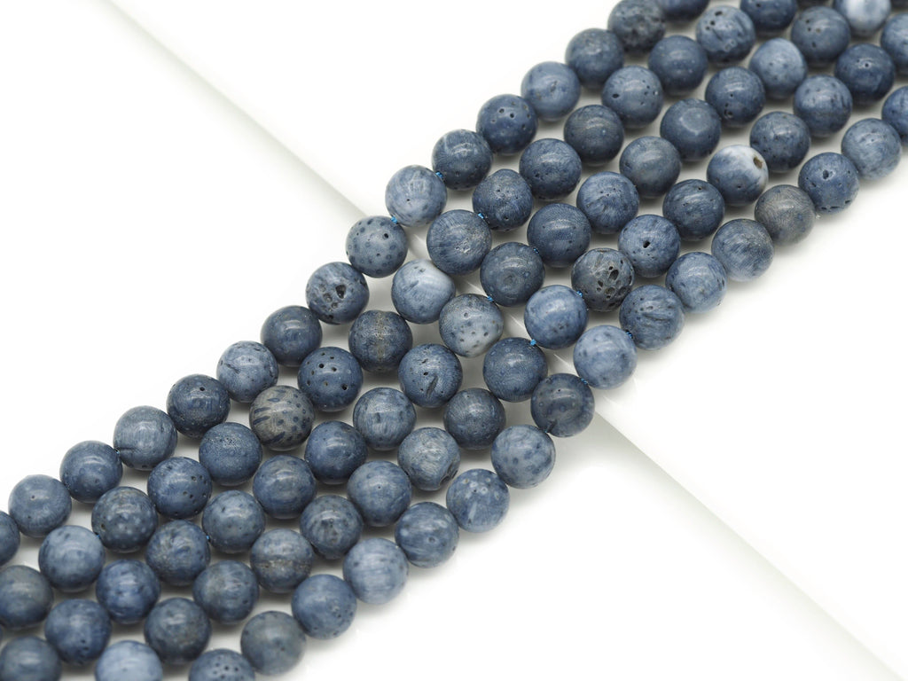 Natural Blue Sponge Coral Round Smooth Beads, Sku#U1330