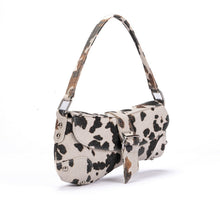 Load image into Gallery viewer, Leopard Print Underarm Bag - Distressed Canvas Shoulder Bag for Women