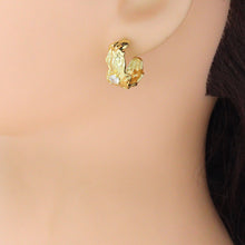 Load image into Gallery viewer, Silver Gold Hammered Hoop Earrings with Diamond, Sku#A469