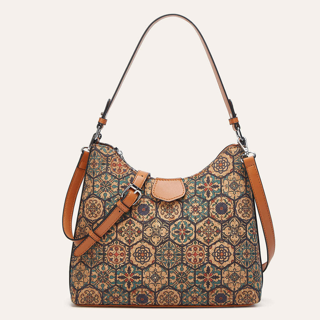 Women's Retro Ethnic Embroidered Tote Crossbody Bag with Multiple Compartments