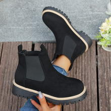 Load image into Gallery viewer, Women's Round Toe Square Heel Slip-On Boots | Fall Winter Fabric Boots