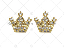 Load image into Gallery viewer, CZ Micro Pave Gold Spacer Crown Beads, Gold Crown Charm,  Crown Beads, Jewelry Findings, 15mm, sku#LK45