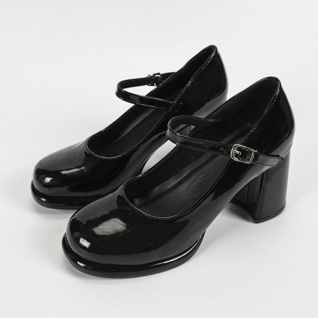 French Style Chunky Heel Mules - Women's Round Toe High Heels