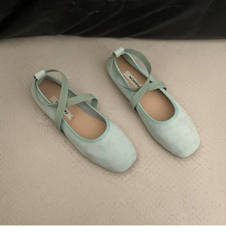 Women's Mary Jane Chunky Heel Flats | Square Toe Buckle Closure PU Leather Shoes