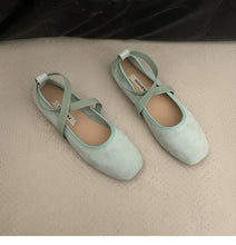 Load image into Gallery viewer, Women's Mary Jane Chunky Heel Flats | Square Toe Buckle Closure PU Leather Shoes