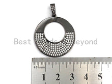 Load image into Gallery viewer, Clear CZ Micro Pave Round Hollow out Pendant, CZ Pave pendant, Frame Shape Pendant, Focal Penant, 30x40mm, sku#X100