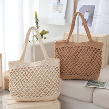 Load image into Gallery viewer, Handwoven Straw Tote Bag | Cotton Rope Beach Bag for Women | Lightweight Summer Tote