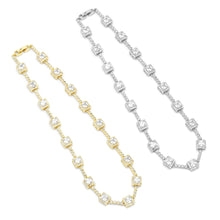 Load image into Gallery viewer, Gold Silver Square CZ Link Statement Necklace, Sku#A116