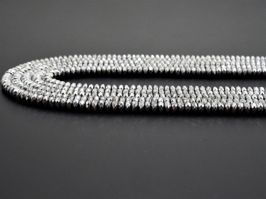 Quality Natural Silver Hematite beads,Rondelle Faceted Beads, Sku#S116