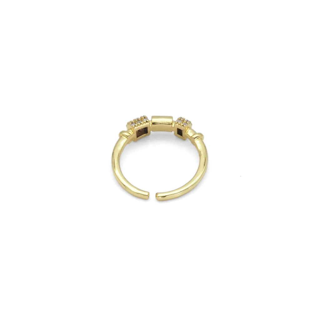 Gold Silver CZ Tube Shape Adjustable Ring, Sku#B374