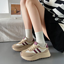 Load image into Gallery viewer, Women's Height-Boosting Lace-Up Sneakers – Synthetic PU Upper, Mesh Lining, Round Toe