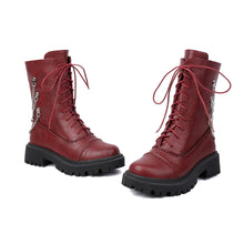 Load image into Gallery viewer, Women's Chunky Heel Mid-Calf Lace-Up Boots | Square Toe Dr. Martens Style | Sizes 35–42