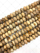 Load image into Gallery viewer, 2mm Large Hole Natural Picture Jasper Beads, Rondelle Smooth 6x10mm Picture Jasper, Big Hole Beads, 8" Long Strands, Sku#U1233C