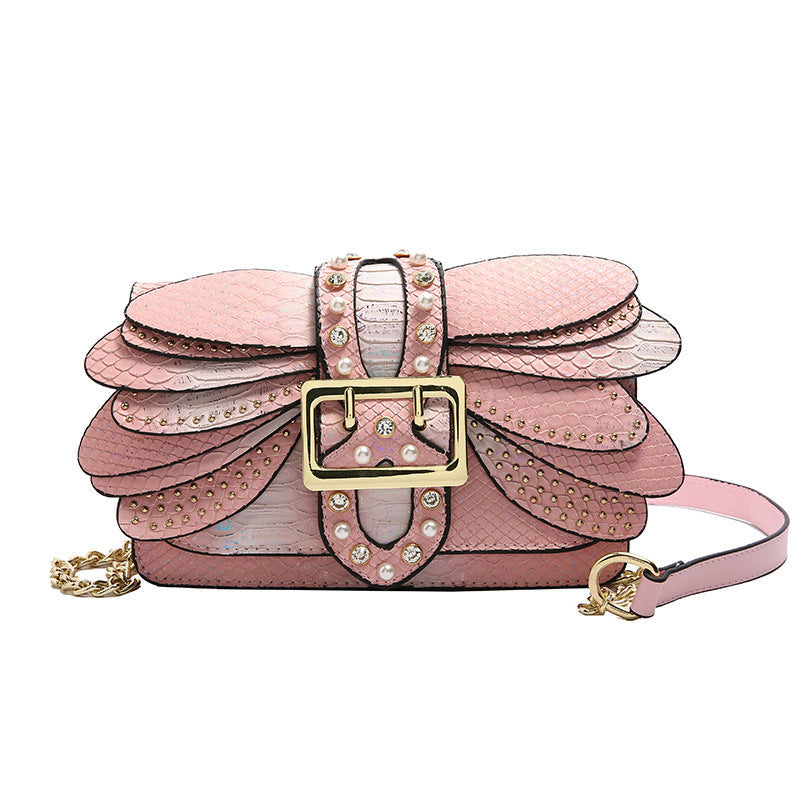 Studded Chain Shoulder Crossbody Bag for Women | PU Leather Streetwear Purse