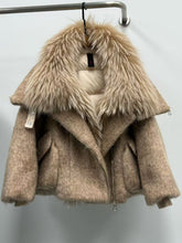 Load image into Gallery viewer, Womens Down Jacket With A Luxurious Cashmere Fur And Raccoon-Fur Collar