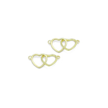 Load image into Gallery viewer, Gold Double Hearts Connector Charm Pendant,Sku#LX873