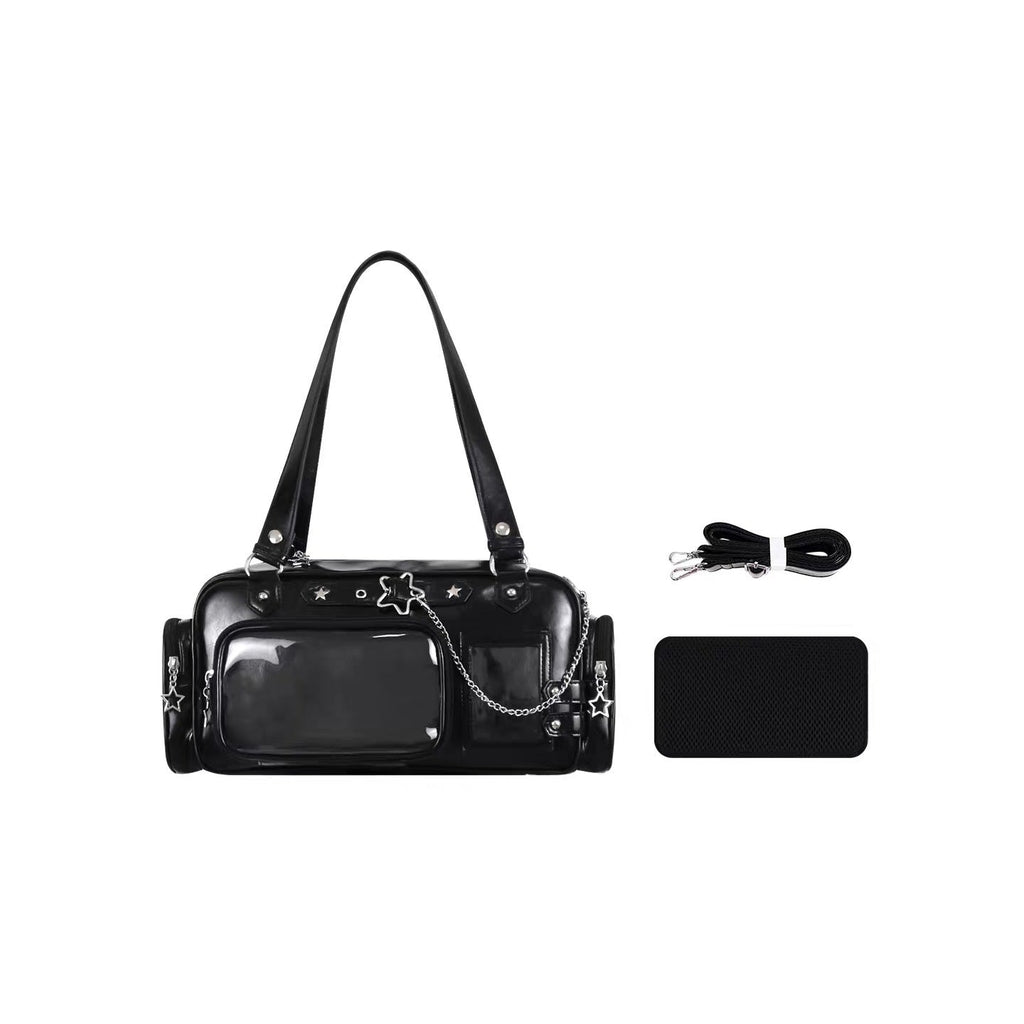 Women's PU Leather Crossbody Bag with Chain Strap & Card Holder – Streetwear Mini Shoulder Bag