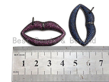 Load image into Gallery viewer, Colorful CZ Micro Pave Large Lip Pendant/Charm,Cubic Zirconia Paved Charm/Focal, Necklace Bracelet Charm Pendant, 36x20mm,sku#X140