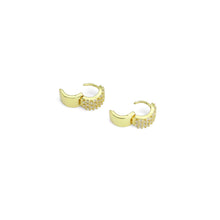 Load image into Gallery viewer, Tiny CZ Thick Band Hoop Earrings, Sku#A294