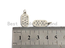 Load image into Gallery viewer, CZ Micro Pave Flat Oval Pendant, Antique Silver Tone, Clear Cubic Zirconia Big Pave Oval Charm Pendant, 9x21mm,sku#F1014C