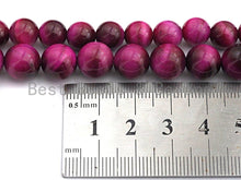 Load image into Gallery viewer, PINK Tiger eye Attachment Necklace with Large CZ Pave Gunmetal clasp, 16/18 long, sku#D40