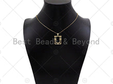 Load image into Gallery viewer, CZ Micro Pave Double Picture Frame Shape Pendant/Charm,18K Dainty Gold Charm, Necklace Bracelet Charm Pendant,18x24mm,Sku#LK240