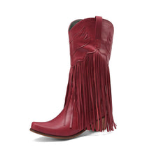 Load image into Gallery viewer, Women's Retro Mid-Calf Chunky Heel Round-Toe Boots | Slip-On Synthetic PU Winter Boots
