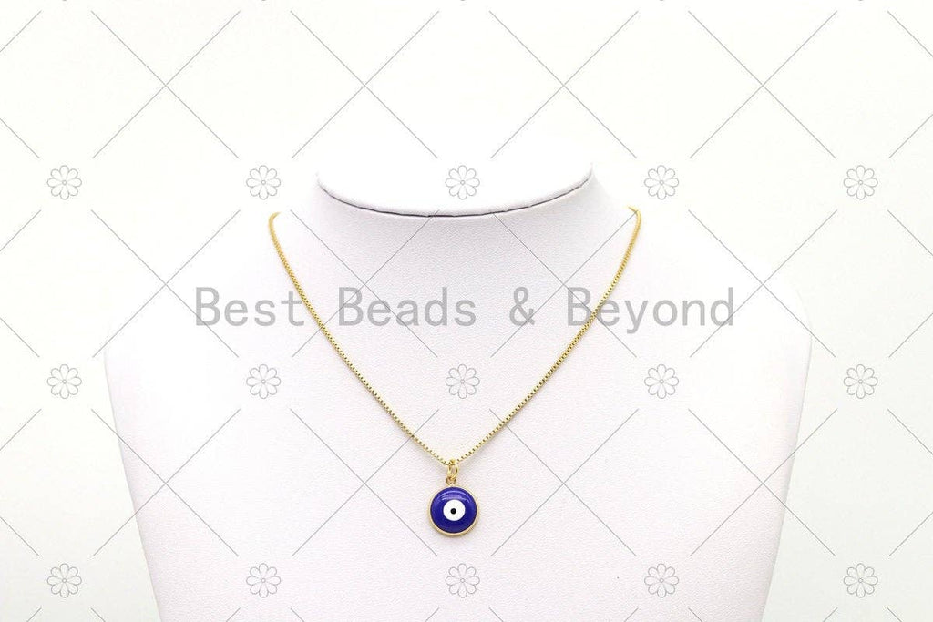 Enamel Colorful Evil Eye on Coin Shape Pendant, 18K Gold Filled Evil Eye Charm, Necklace Bracelet Charm Pendant,Sku#JL60