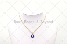 Load image into Gallery viewer, Enamel Colorful Evil Eye on Coin Shape Pendant, 18K Gold Filled Evil Eye Charm, Necklace Bracelet Charm Pendant,Sku#JL60
