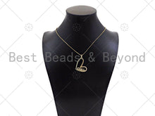 Load image into Gallery viewer, Gold Filled Colorful CZ Happy Luck Hope Word On Heart Shape Pendant,18K Gold Filled Heart Charm, Necklace Bracelet Pendant,34x24mm,Sku#LK341