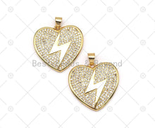 Load image into Gallery viewer, CZ Lightning Heart Charm, Sku#LK556