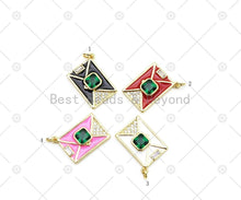 Load image into Gallery viewer, Enamel Colorful Cute Rectangle Folder Shape Pendant, 18K Gold Filled CZ Micro Pave Charm, Neckalce Bracelet Charm Pendant,Sku#LK509