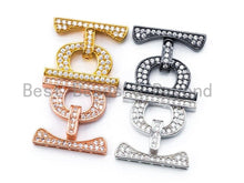 Load image into Gallery viewer, CZ Micro Pave D Shape Buckle Clasp/Connector/ Link Connector for Bracelet Necklace, 24x22mm, sku#K12