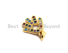 Load image into Gallery viewer, CZ Colorful Micro Pave Hand With Heart Hollow Out Pendant, Hand Shaped Pave Pendant, Gold plated, 9x11mm, Sku#F850
