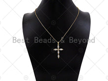Load image into Gallery viewer, Big CZ Micro Pave Cross Shape Pendant, 18K Gold Filled Cubic Zirconia Cross Charm, Necklace Bracelet Charm Pendant,24x36mm, Sku#LD23