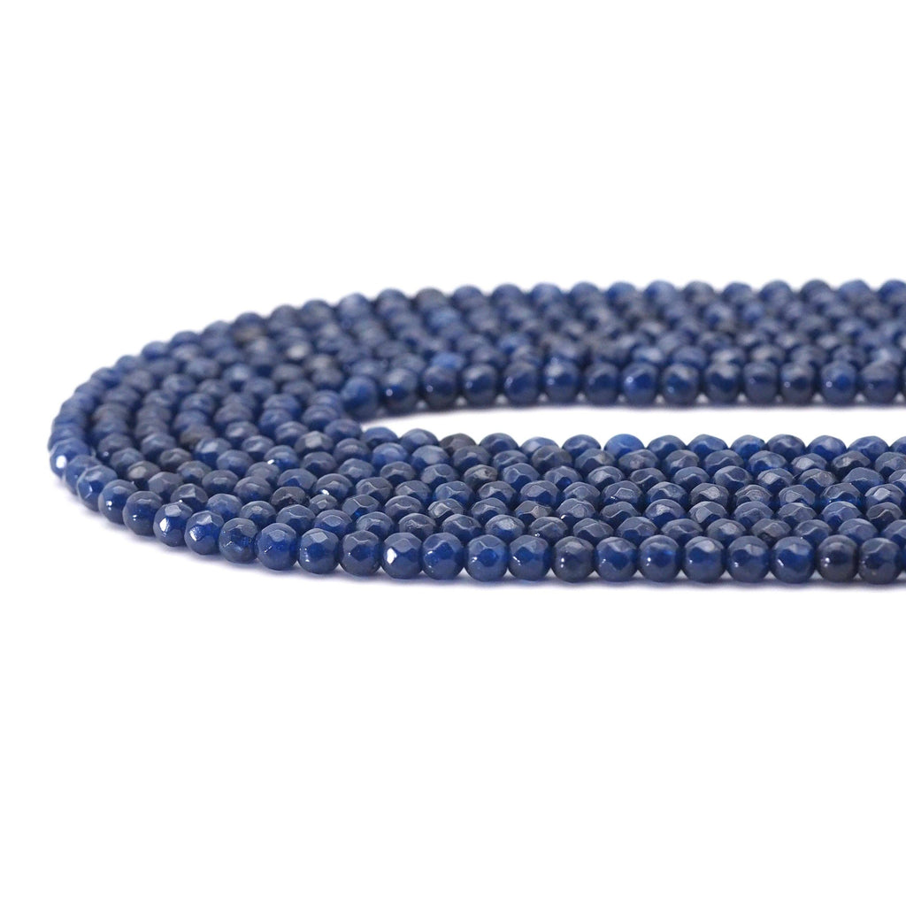 Copy of Blue Jade Round Faceted Beads, 4mm, Sku#U1633