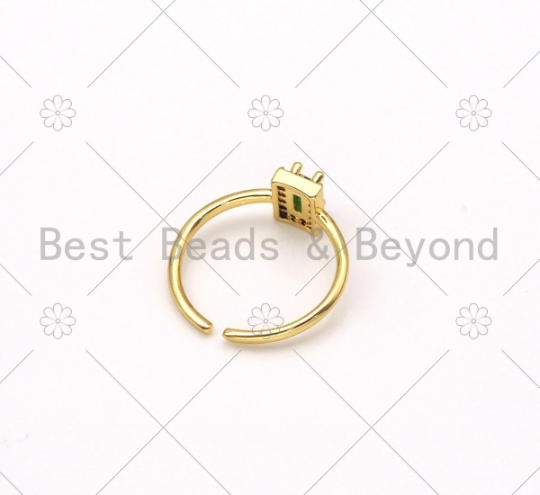 Big  Rectangle CZ Adjustable Ring,Sku#X234
