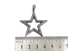 Load image into Gallery viewer, CZ Fully Micro Pave Five Star Pendant, Antique Silver Tone, Clear Cubic Zirconia Big Pave Star Charm Pendant, 39x40mm,sku#F983