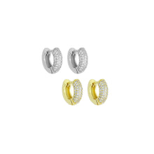 Load image into Gallery viewer, Gold Silver CZ Donut Hoop Earrings, Sku#A473