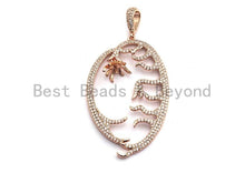 Load image into Gallery viewer, CZ Micro Pave Focal Hollow out Flower Leaf Pendant/Charm,Cubic Zirconia Paved Charm, Necklace Bracelet Charm Pendant, 33x51mm,sku#F855