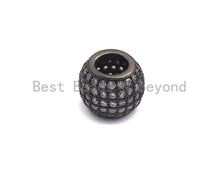 Load image into Gallery viewer, CZ Micro Pave Big Hole Spacer Beads, Large hole Spacer beads, Cubic Zirconia Spacer, Beads for Leather Cord,12mm/10mm, sku#X107