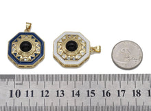 Load image into Gallery viewer, Gold CZ Enamel Octagon Shape Focal Pendant, Sku#LK726