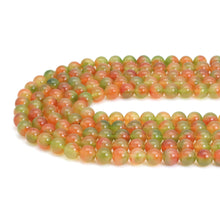 Load image into Gallery viewer, Orange Green Jade Round Smooth Beads, Sku#U2020