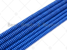 Load image into Gallery viewer, Quality Lapis Blue Smooth Rondelle Jade Beads, 3x12mm Spacer Beads, Blue Jade Beads, 15.5'' Full Strand, Sku#U1084C